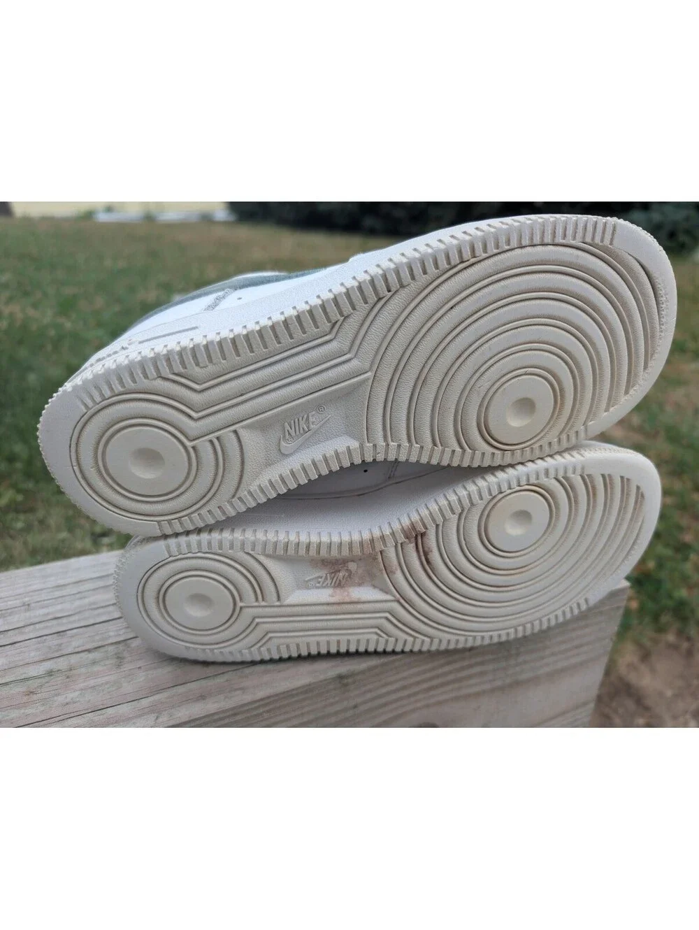 Nike Air Force 1 White Sneakers with Green Swoosh